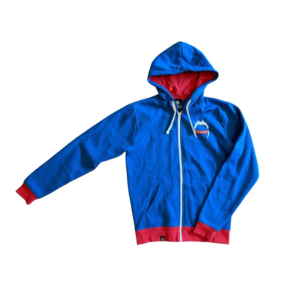 J!NX Overwatch Soldier 76 Zip Up Hoodie Blue Red Mens Medium Gamer Jacket